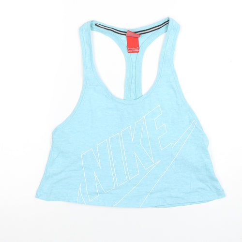 Nike Women Blue Racerback Cropped Tank Top Size S