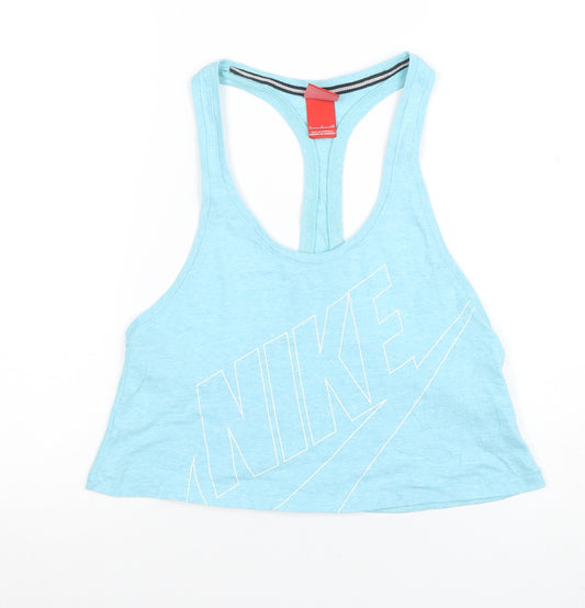 Nike Women Blue Racerback Cropped Tank Top Size S