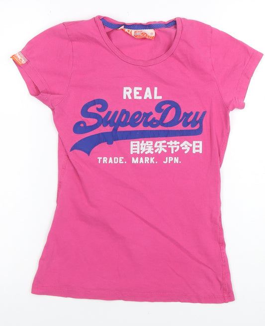 Superdry Womens Pink XS Vintage Logo Cotton T-Shirt