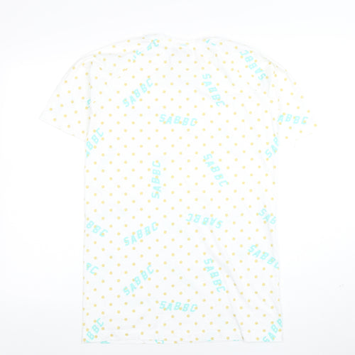 SABBBC Men's White Polka Dot Jersey T-Shirt Size S