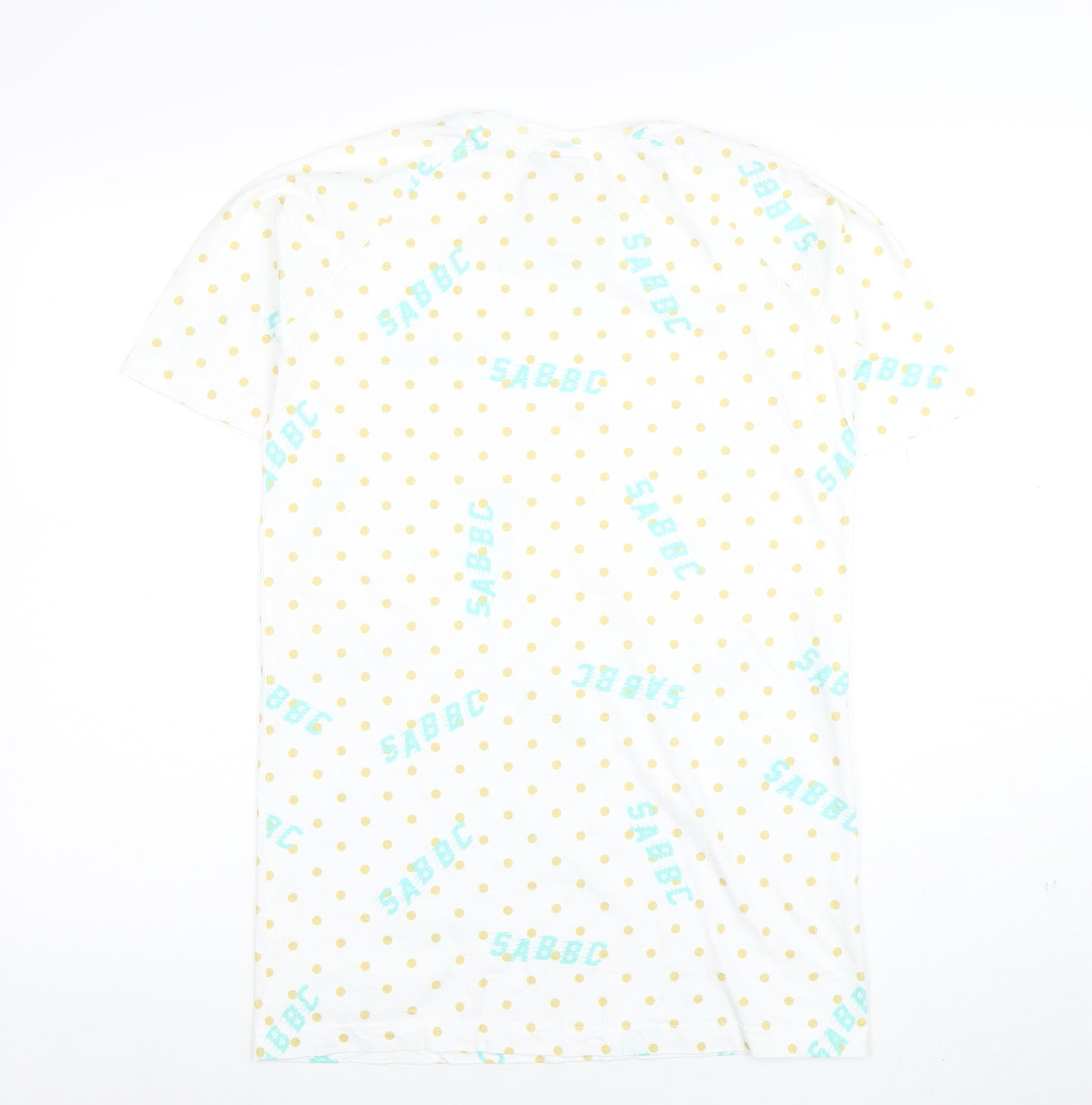 SABBBC Men's White Polka Dot Jersey T-Shirt Size S