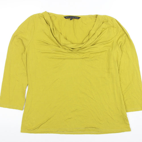 Betty Jackson Black Women’s Green Cowl Neck 3/4 Sleeve Top Size 14