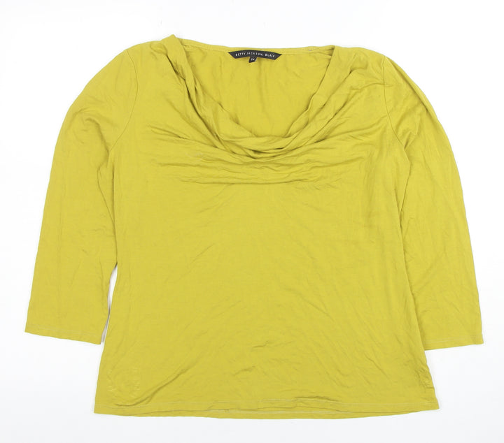 Betty Jackson Black Women’s Green Cowl Neck 3/4 Sleeve Top Size 14