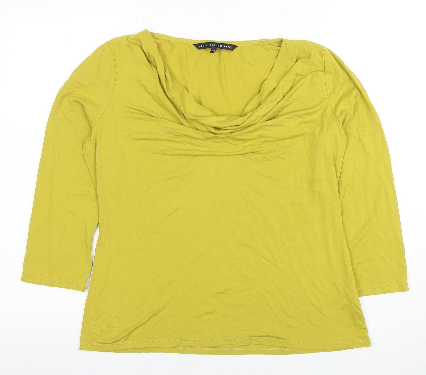 Betty Jackson Black Women’s Green Cowl Neck 3/4 Sleeve Top Size 14