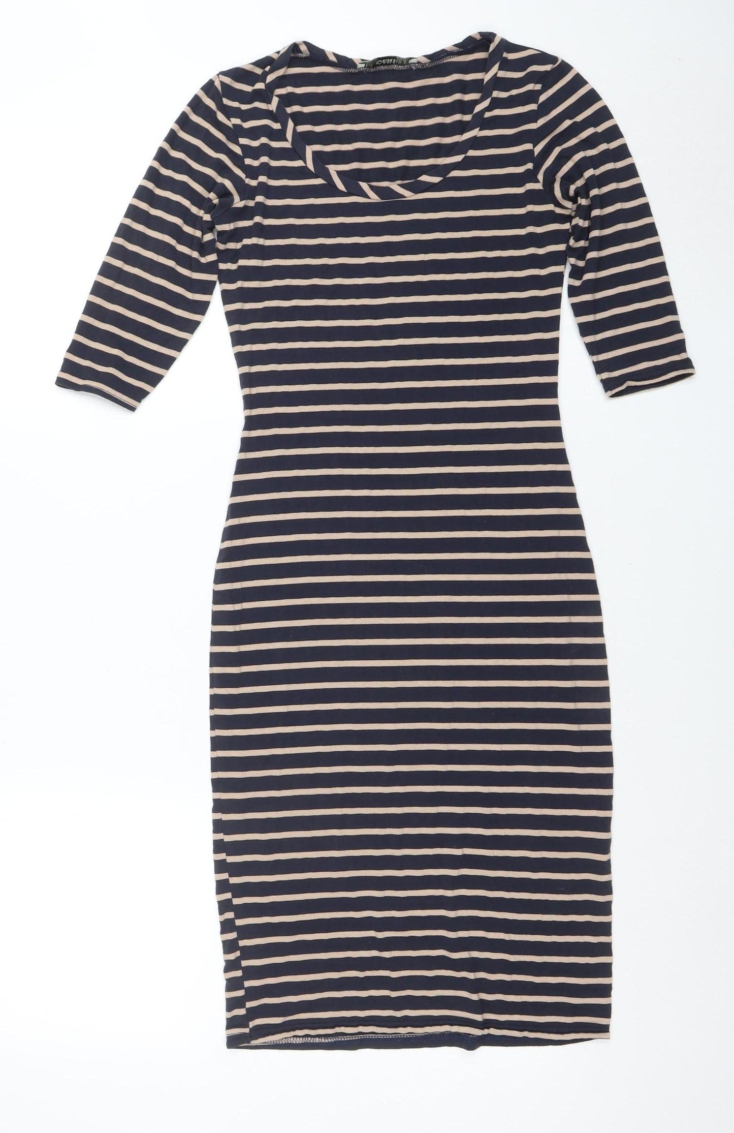 Oasis Women Blue Striped Bodycon Knee Length Dress XS