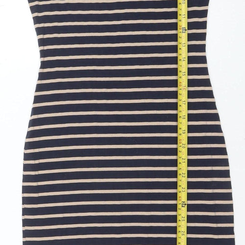 Oasis Women Blue Striped Bodycon Knee Length Dress XS