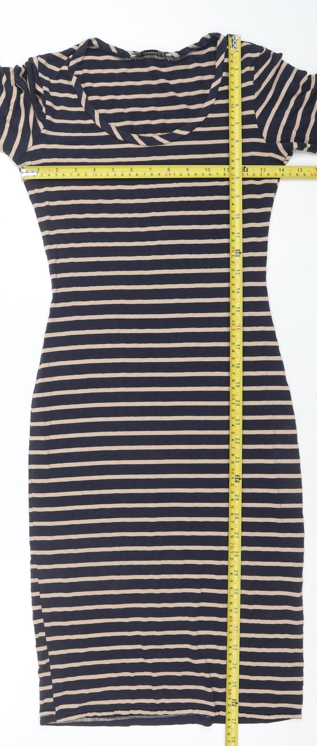 Oasis Women Blue Striped Bodycon Knee Length Dress XS