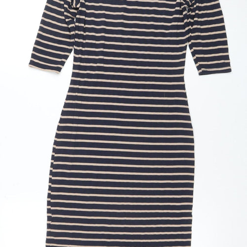 Oasis Women Blue Striped Bodycon Knee Length Dress XS