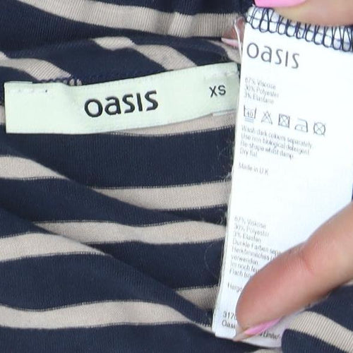 Oasis Women Blue Striped Bodycon Knee Length Dress XS