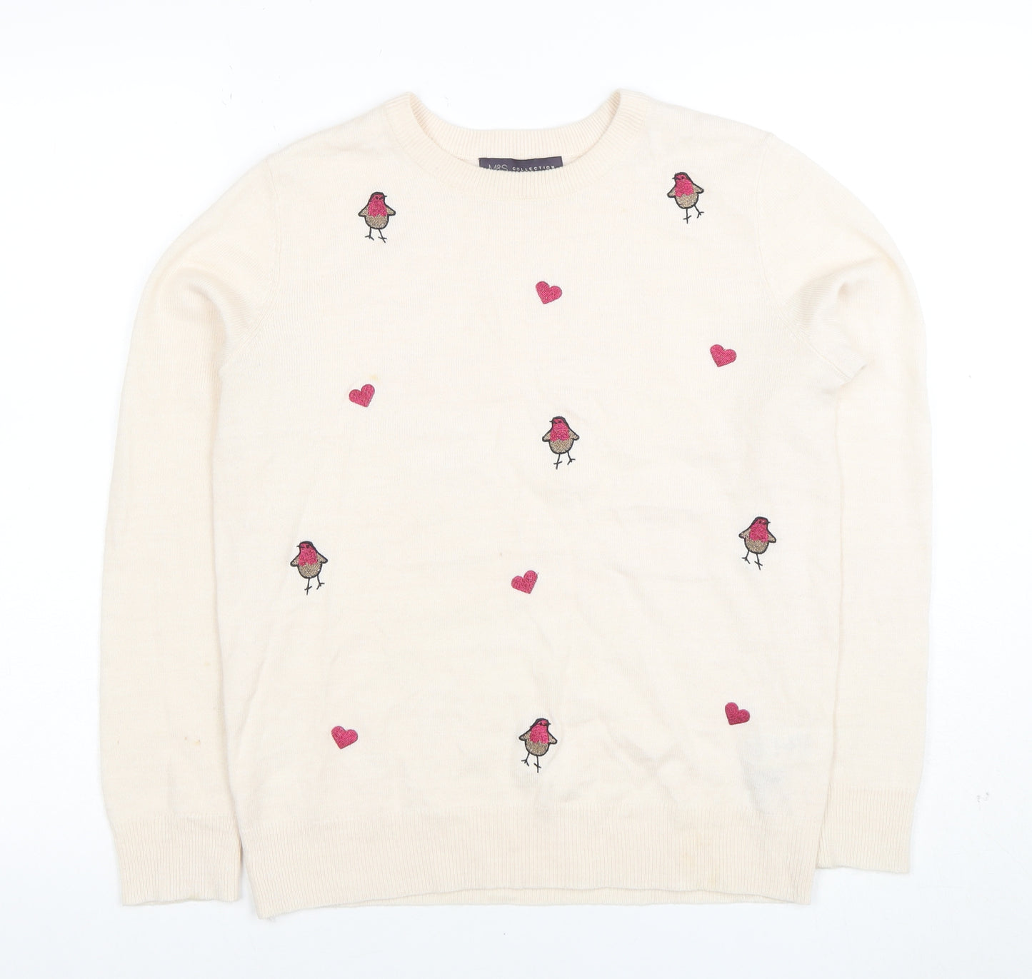 Marks and Spencer Women’s Ivory Embroidered Bird Jumper Size S