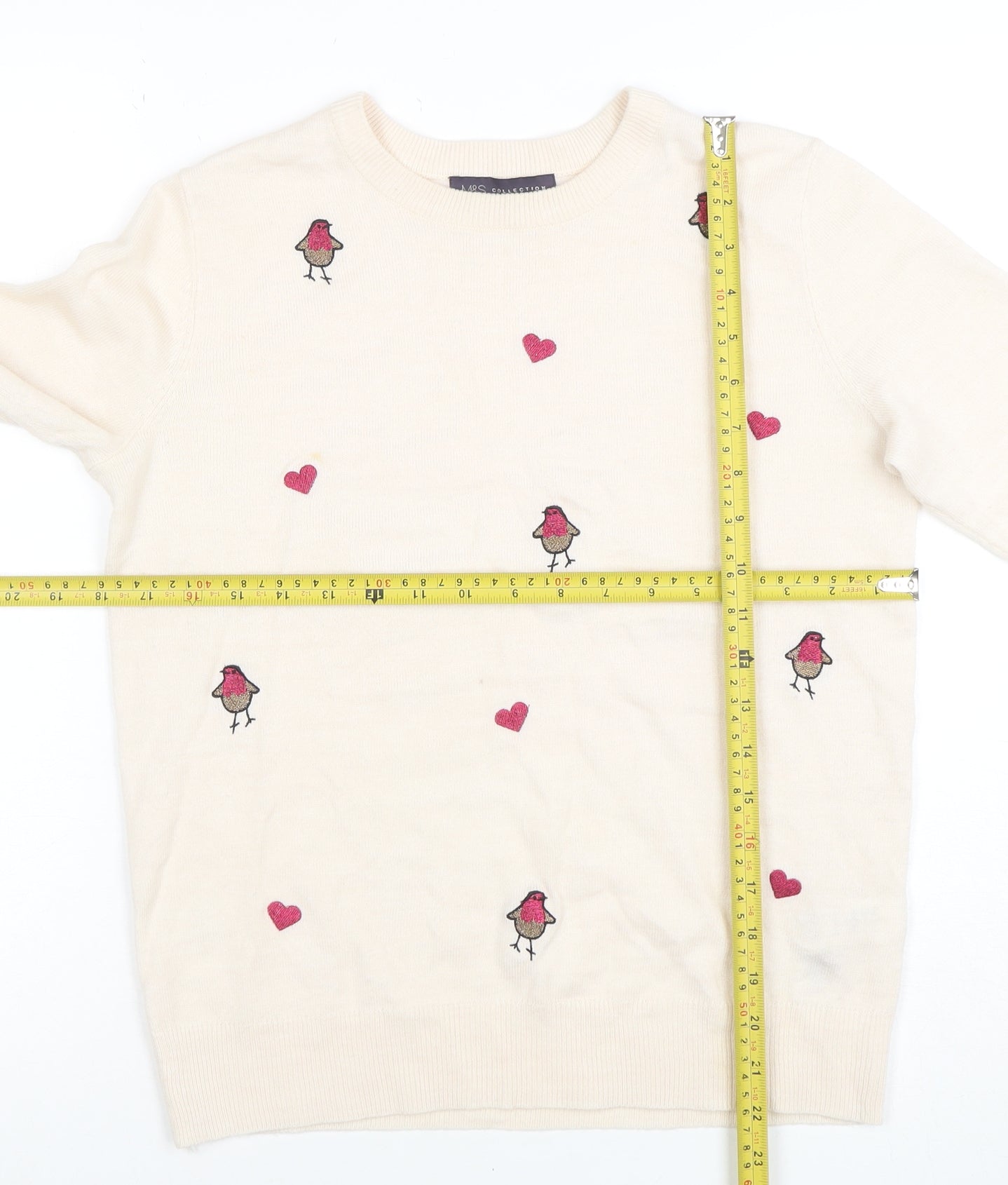 Marks and Spencer Women’s Ivory Embroidered Bird Jumper Size S