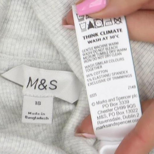 Marks and Spencer Women’s Grey Roll Neck Cotton Jumper Size 18