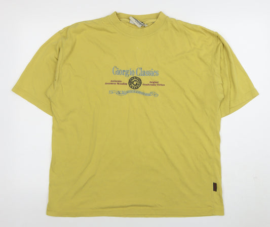 Giorgio Classics Men's Yellow Graphic T-Shirt Size L Vintage 90s Style
