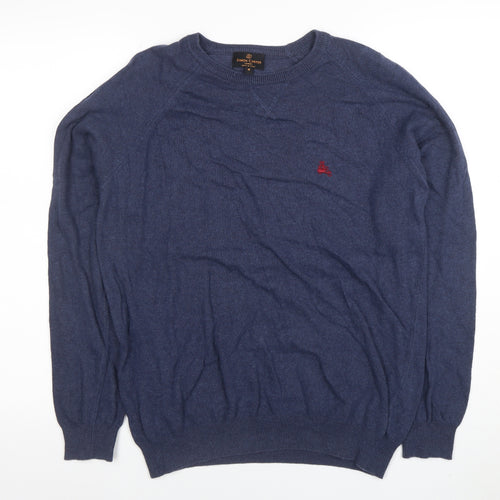 Simon Carter Men’s Blue Cotton Cashmere Crew Neck Jumper Size M