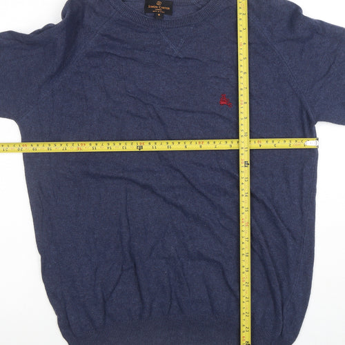Simon Carter Men’s Blue Cotton Cashmere Crew Neck Jumper Size M