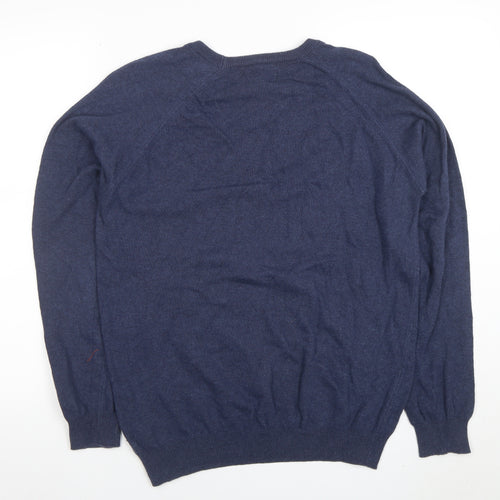 Simon Carter Men’s Blue Cotton Cashmere Crew Neck Jumper Size M