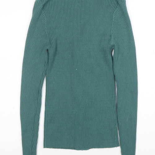 Next Women's Green V-Neck Ribbed Knit Cardigan Size S