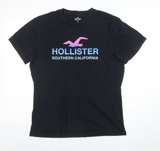 Hollister Men Black L T-Shirt Southern California Graphic Tee