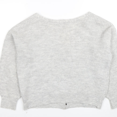 Lipsy Women’s Grey V-Neck Button Cardigan UK 16 Acrylic Knit