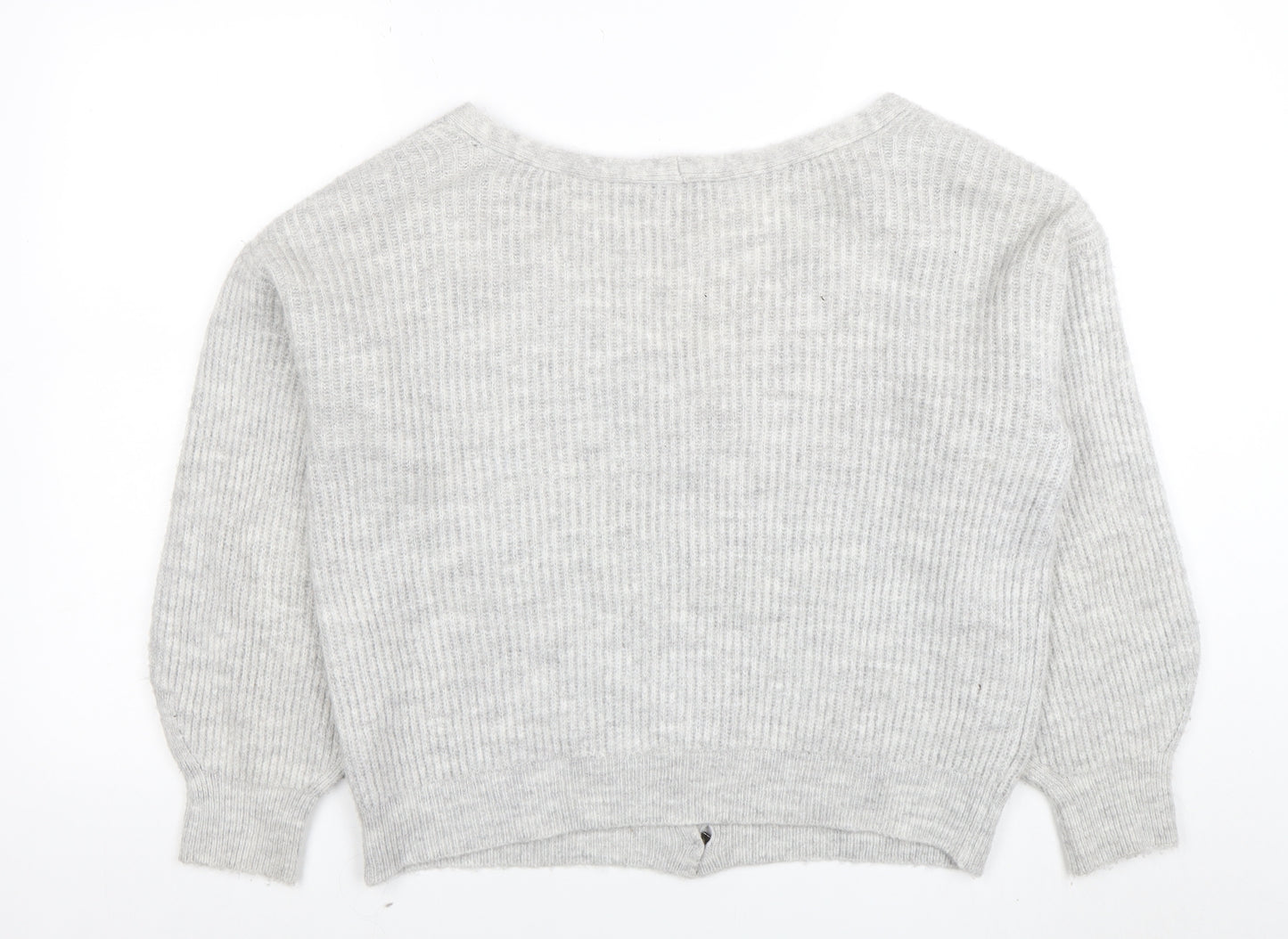 Lipsy Women’s Grey V-Neck Button Cardigan UK 16 Acrylic Knit