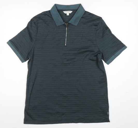 Marks and Spencer Men’s Green 1/4 Zip Polo Shirt Size L