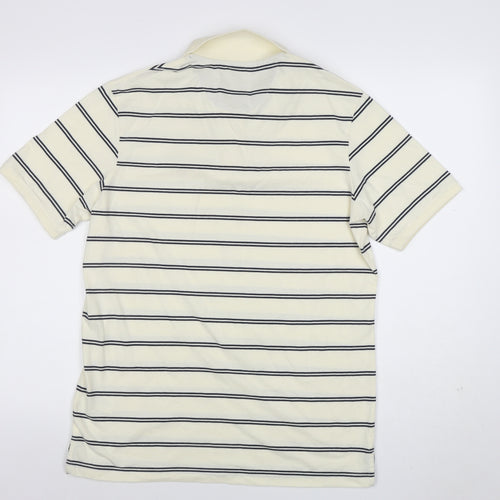 Fahrenheit Men's Ivory Striped Fitted Polo Shirt XL