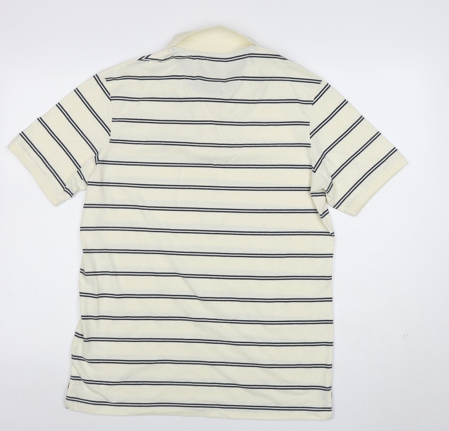 Fahrenheit Men's Ivory Striped Fitted Polo Shirt XL
