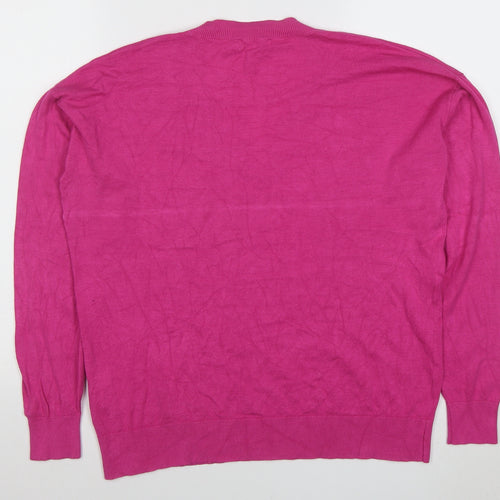 B.young Women's Pink V-Neck Lightweight Knit Jumper M
