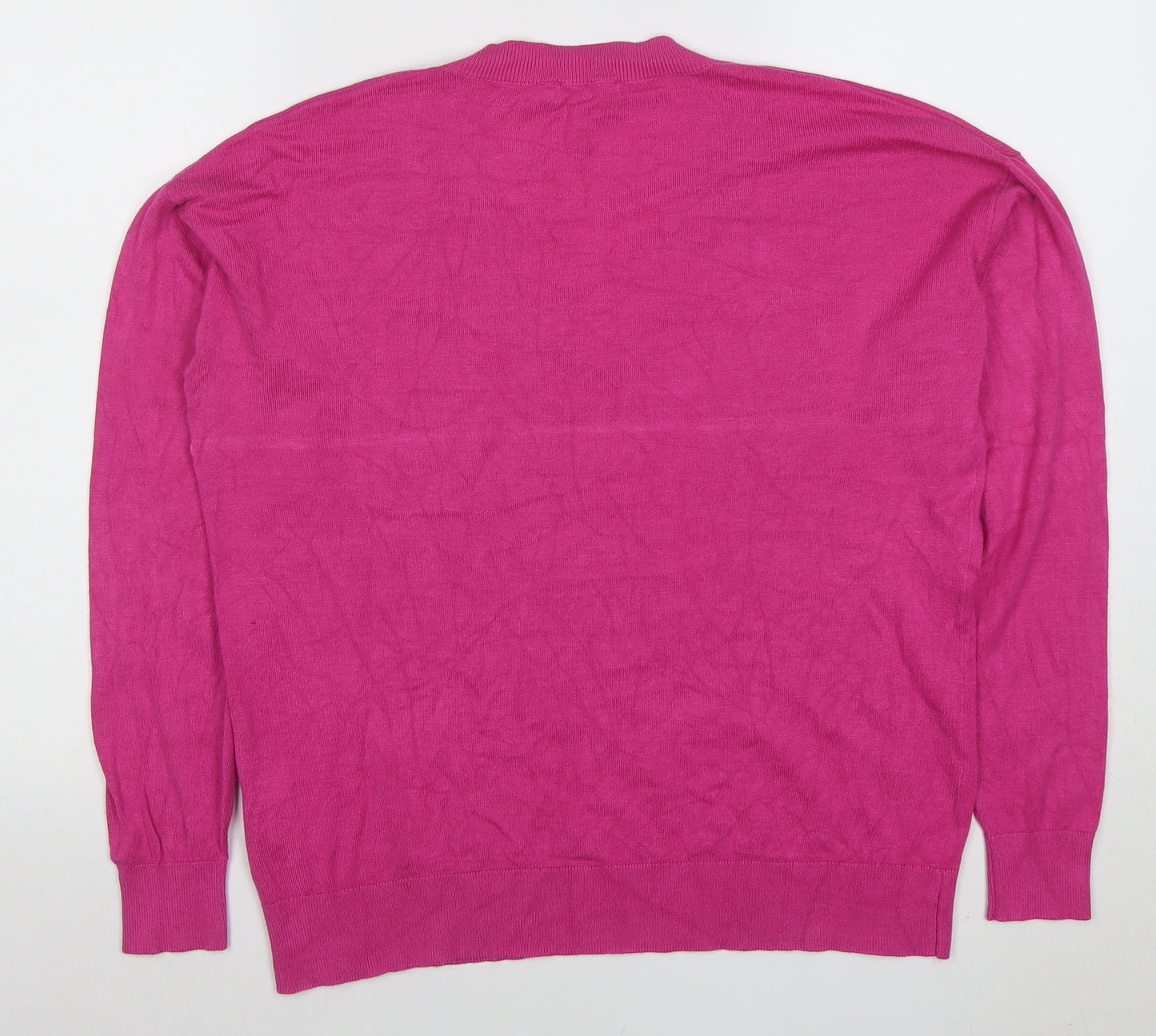 B.young Women's Pink V-Neck Lightweight Knit Jumper M