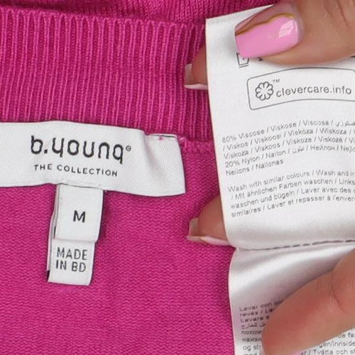 B.young Women's Pink V-Neck Lightweight Knit Jumper M