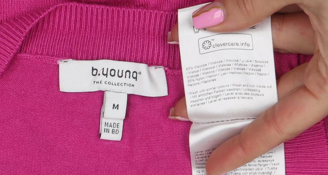 B.young Women's Pink V-Neck Lightweight Knit Jumper M