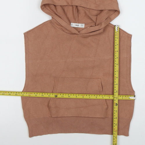 MNG Women's Brown Sleeveless Hooded Pullover Knit Jumper XS