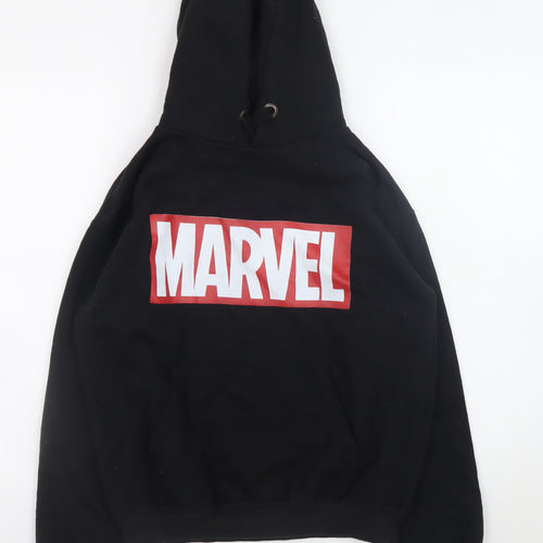 Marvel Men's Black Pullover Hoodie Small Graphic Logo Fleece