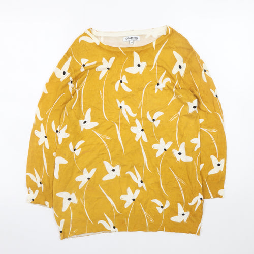 Debenhams Women’s Yellow Floral Knit Pullover Jumper Size 14
