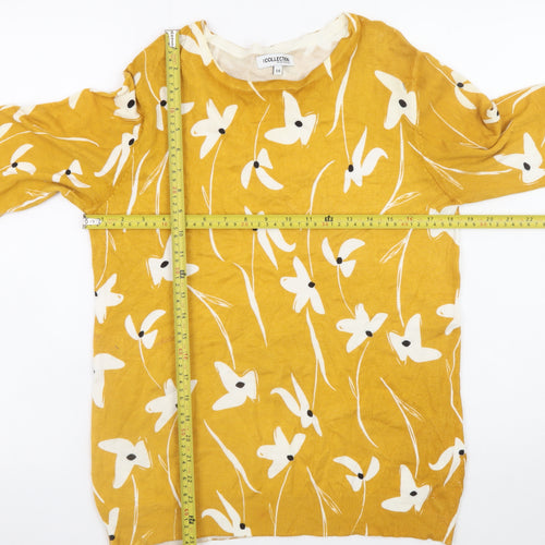 Debenhams Women’s Yellow Floral Knit Pullover Jumper Size 14