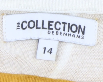 Debenhams Women’s Yellow Floral Knit Pullover Jumper Size 14