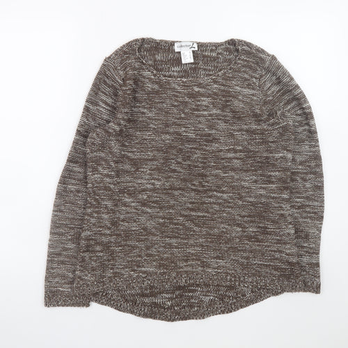 Collection L Women Brown Knit Cotton Acrylic Jumper Size 12