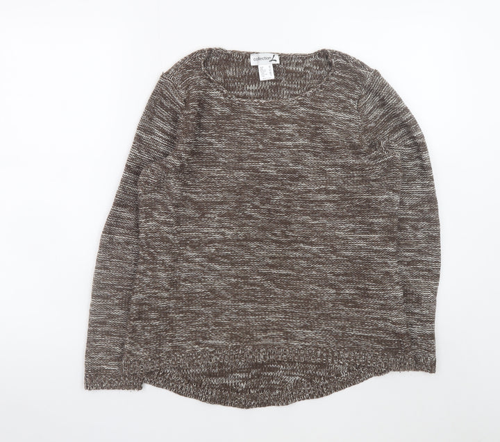 Collection L Women Brown Knit Cotton Acrylic Jumper Size 12