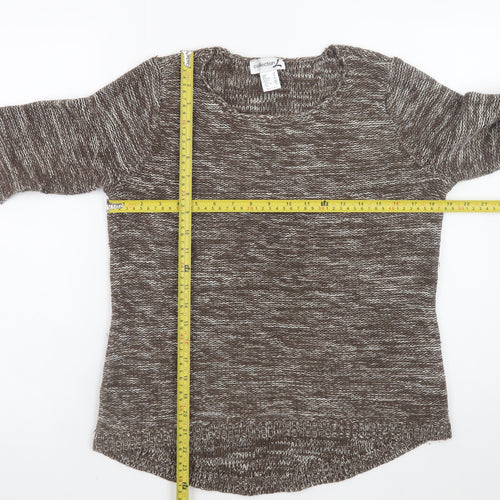 Collection L Women Brown Knit Cotton Acrylic Jumper Size 12