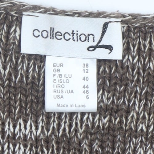 Collection L Women Brown Knit Cotton Acrylic Jumper Size 12