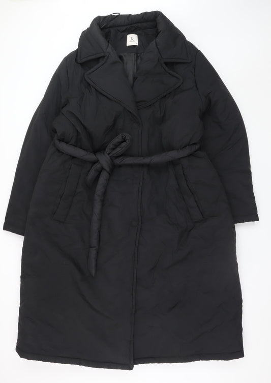 Tu Women's Black Long Belted Puffer Coat Size 20