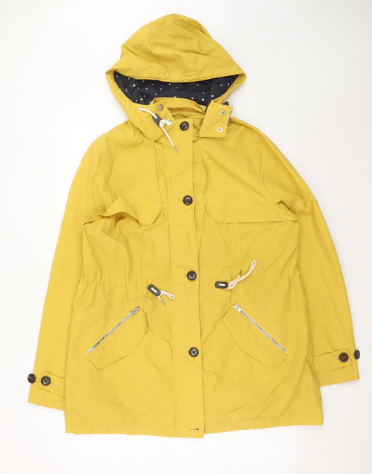 George Women’s Yellow Hooded Parka Jacket Size 16 Water Resistant Cotton Blend