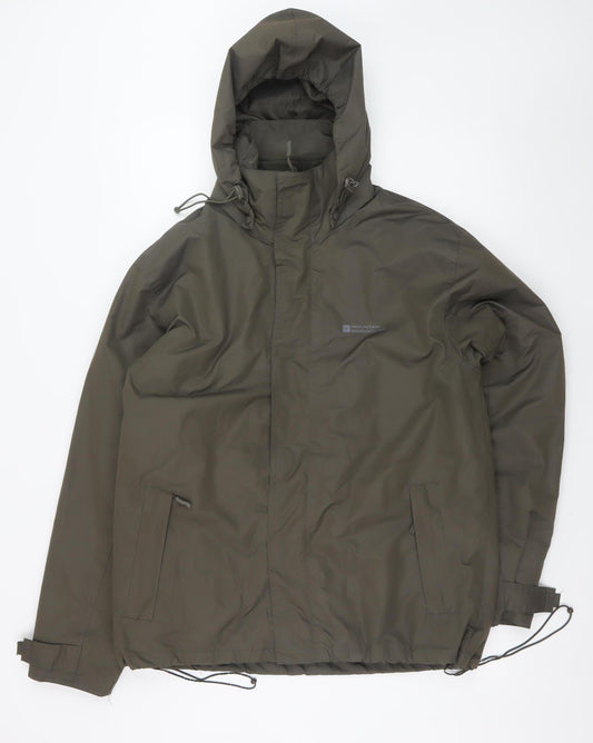 Mountain Warehouse Men's Green Waterproof Hooded Rain Jacket M
