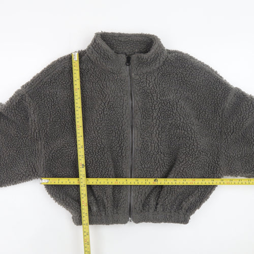 Nicki Studios Women Grey XS Cropped Fleece Zip Jacket