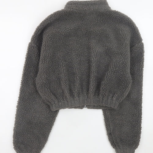 Nicki Studios Women Grey XS Cropped Fleece Zip Jacket