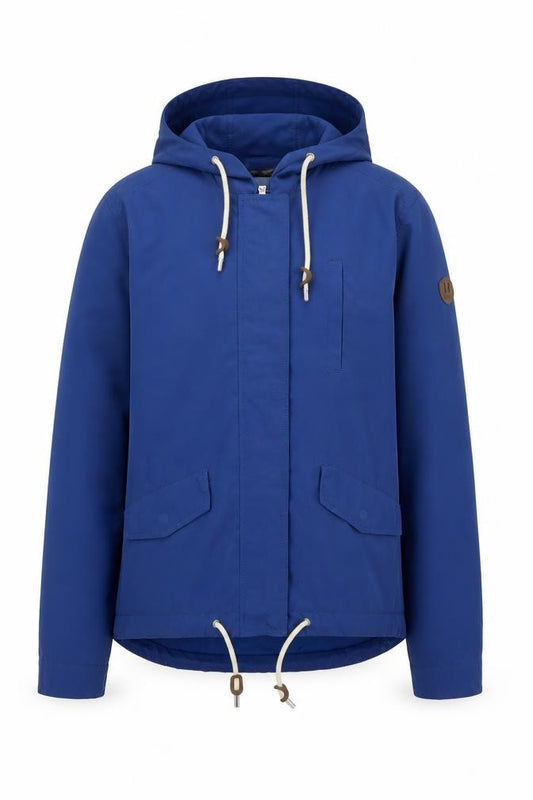 Front view of Only Men's Blue Hooded Windbreaker Jacket, size S, Polyester Nylon