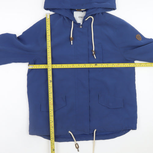 ONLY Men's Blue Hooded Windbreaker Jacket Size S Polyester Nylon