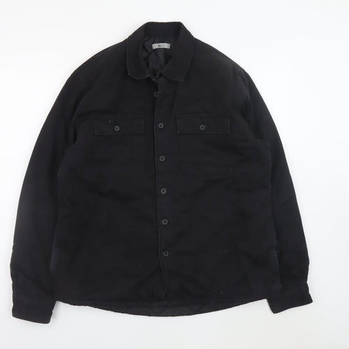 Tu Men's Black L Cotton Lined Casual Button Jacket