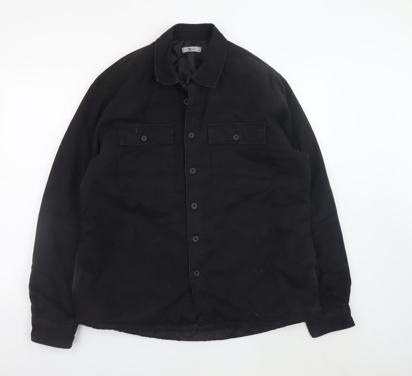 Tu Men's Black L Cotton Lined Casual Button Jacket