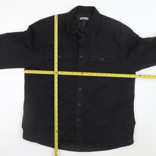 Tu Men's Black L Cotton Lined Casual Button Jacket